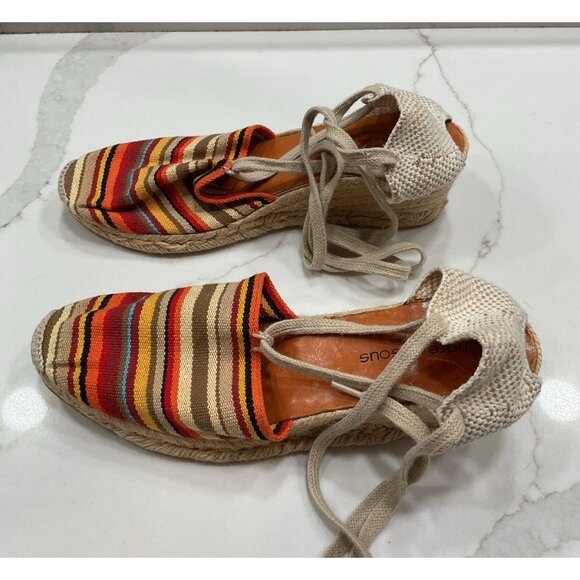 Andre Assous Colorful Striped Wedge Ankle Tie Espadrilles Size 9.5 Women’s - Picture 5 of 6